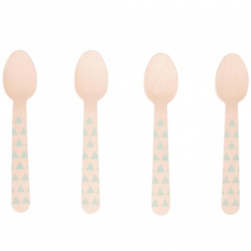 Colheres Madeira Triângulos Verde Menta